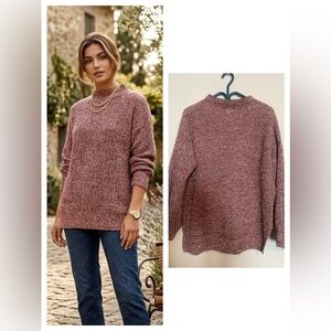 Marled Cotton Mock Neck Sweater Size L Classic Cozy Heritage Style